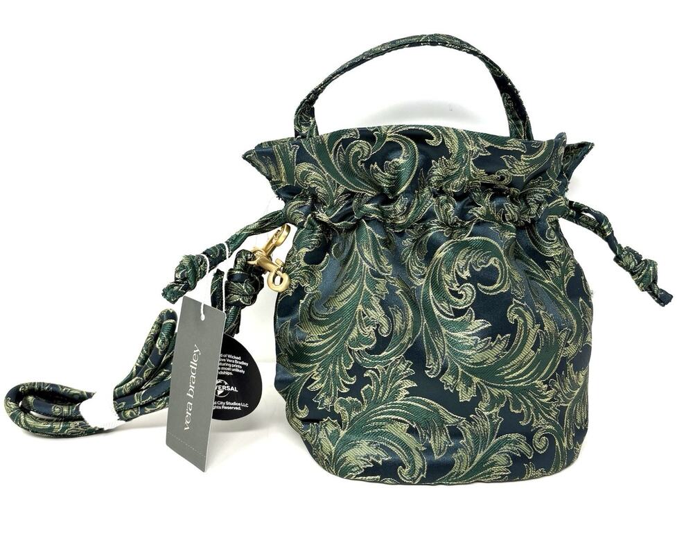 Vera Bradley Wicked Tilden Drawstring Crossbody Bag Positively Green Jacquard